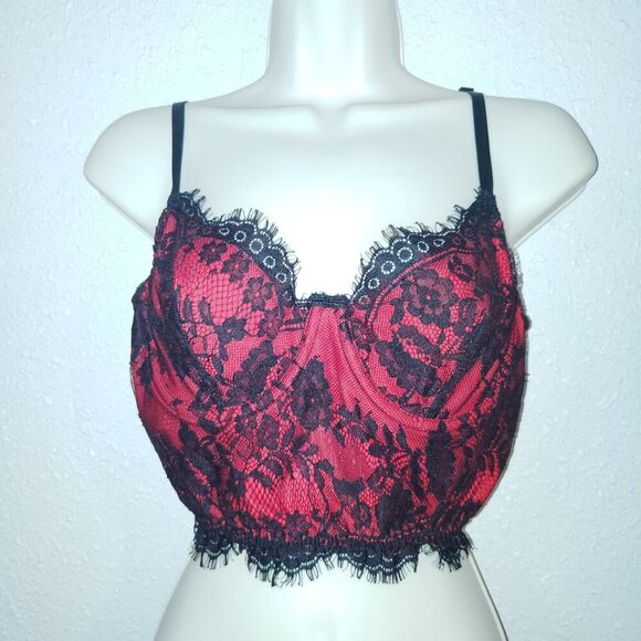 ROMWE Other - Romwe Lingerie Women's Large Red & Black Lace Bustier Underwire
